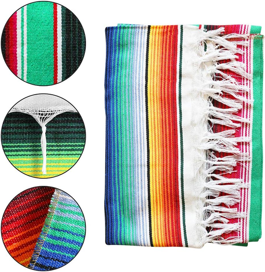 Xplanet 84 X 59 Inch Mexican Serape Blanket Bay Window Blanket, Mexican Tablecloth Serape Tatami Blanket Bed Blanket Table Cover Tapestry Blanket Picnic Mat for Mexican Party Wedding Decorations