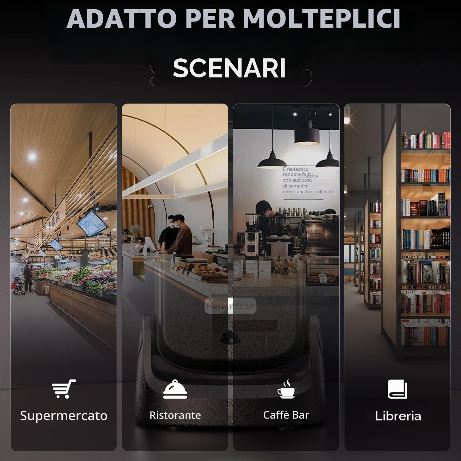 NetumScan USB Omnidirezionale Tecnico per Supermercati e Magazzini Compatibile con PC Windows/Mac/Linux CN-40