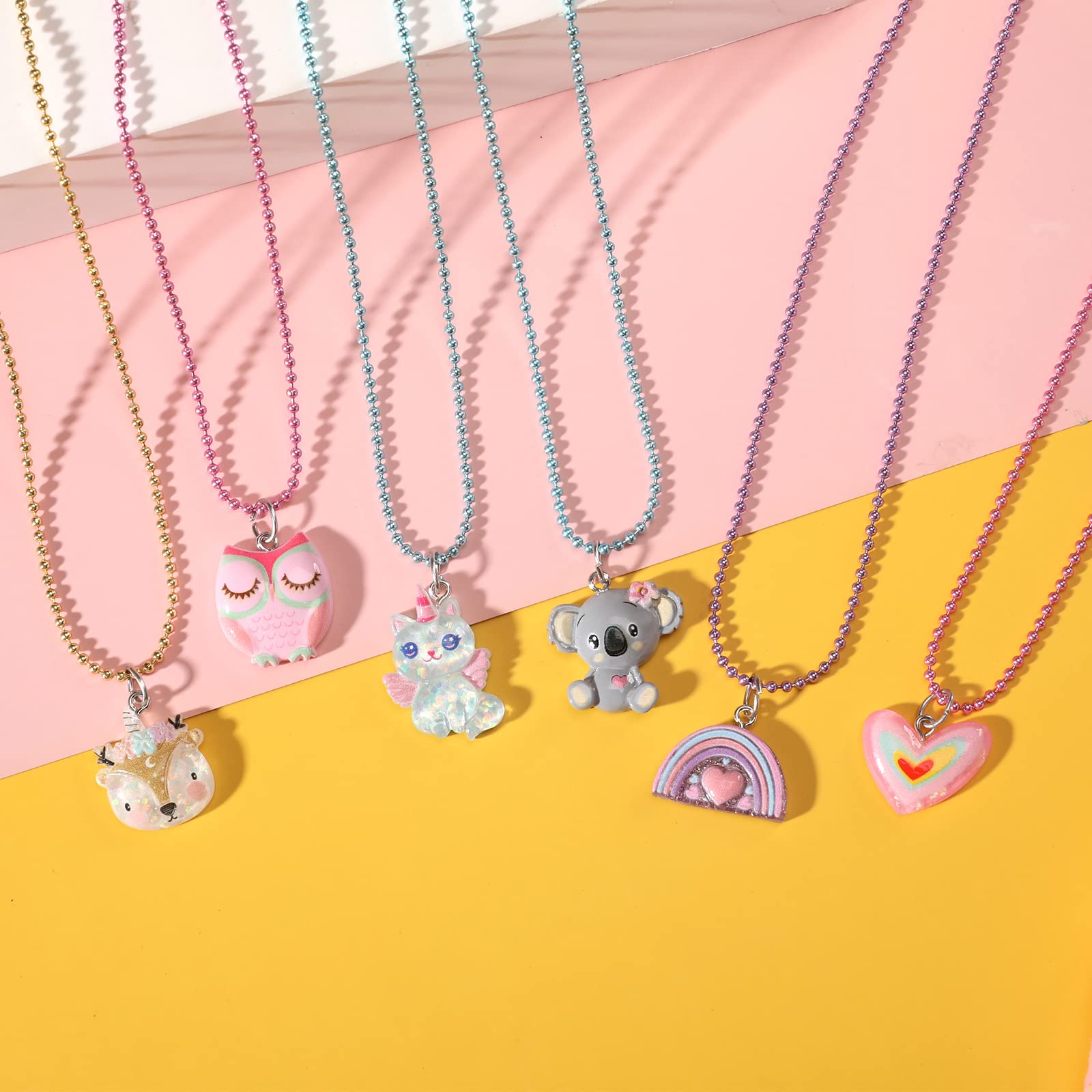 Ensembles de Collier et Bague Licorne pour Enfants - 6 Pièces Bijoux Fille