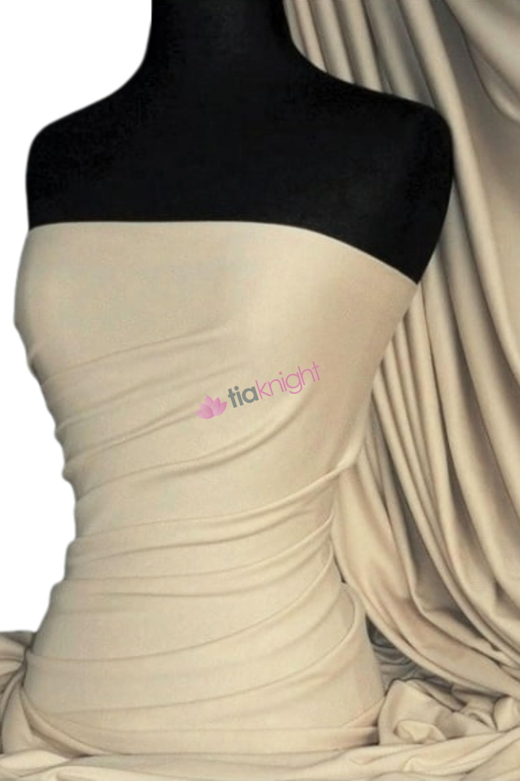 Soft Fine 1x1 Rib 100% Cotton Knit Jersey Fabric | Soft T-Shirt Material | Over 50 Colours | Oeko-Tex Certified | Same Day Dispatch | by Tia Knight (Q61) (Light Stone)
