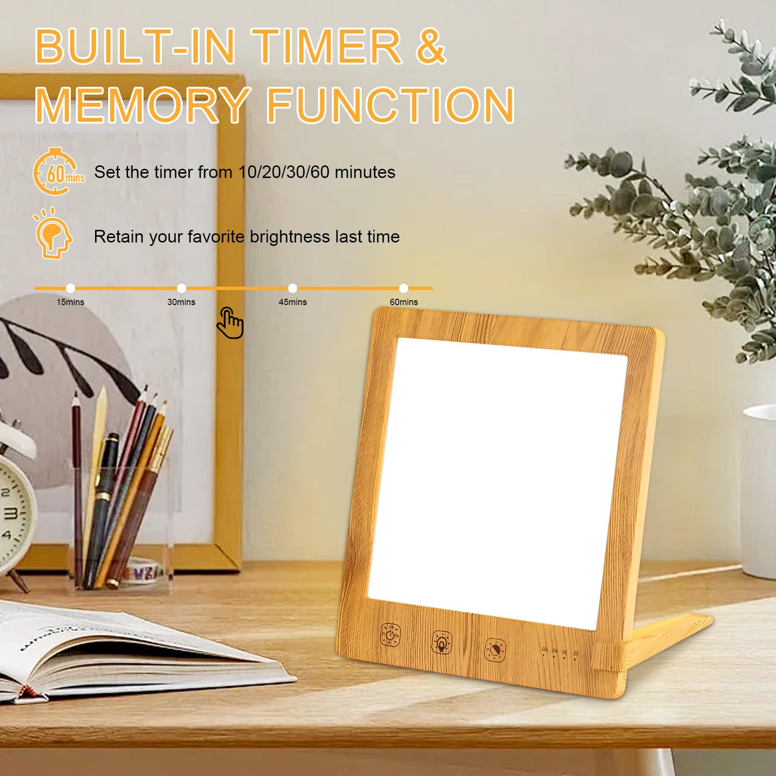 Lampade che riproducono luce solare 10.000 lux, Lampada LED per Fototerapia con 3 Colori di Luce, Controllo Touch, Simulazione della Luce Diurna per Casa, Ufficio (Adattatore non incluso)