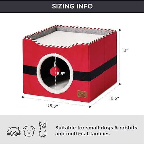 Miniatura 6 de Bedsure Camas para gatos de interior  Cueva grande para gatos para casa de gatos con bola esponjosa para colgar y almohadilla para rascar, escondite