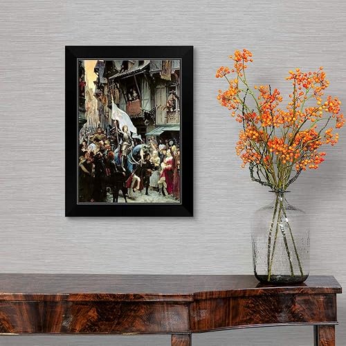 Miniatura 4 de CANVAS ON DEMAND La entrada de Juana de Arco en la impresión artística enmarcada negra, obra de arte histórica