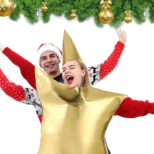 Miniatura 5 de Jenaai Disfraz de estrella dorada para adultos, disfraz de estrella de pesebre, trajes de pesebre viviente, trajes de mujer en forma de estrella con