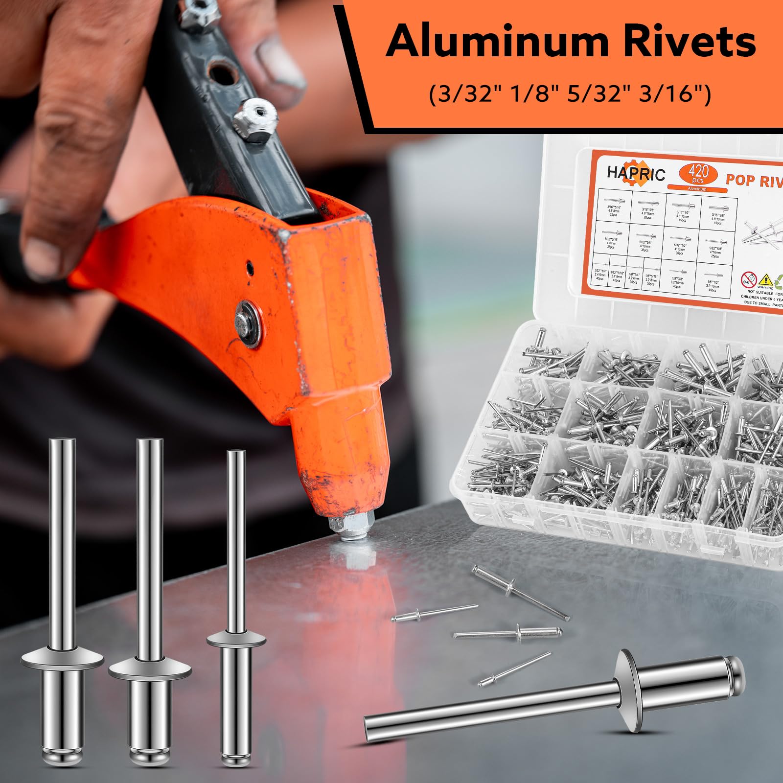 Pop Rivets Assortment Kit Zorveiio 3/16