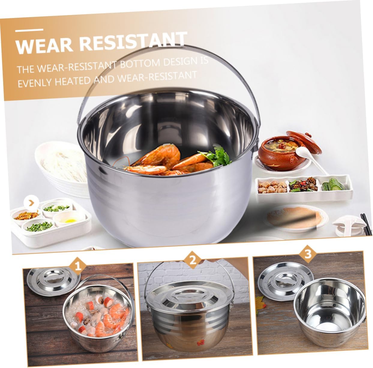 1pc High Capacity Non-stick Camping Stew Pot Multi-functional Stainless Steel Saucepan for Home and Outdoor Cooking Thickened Design for Soups and Stews