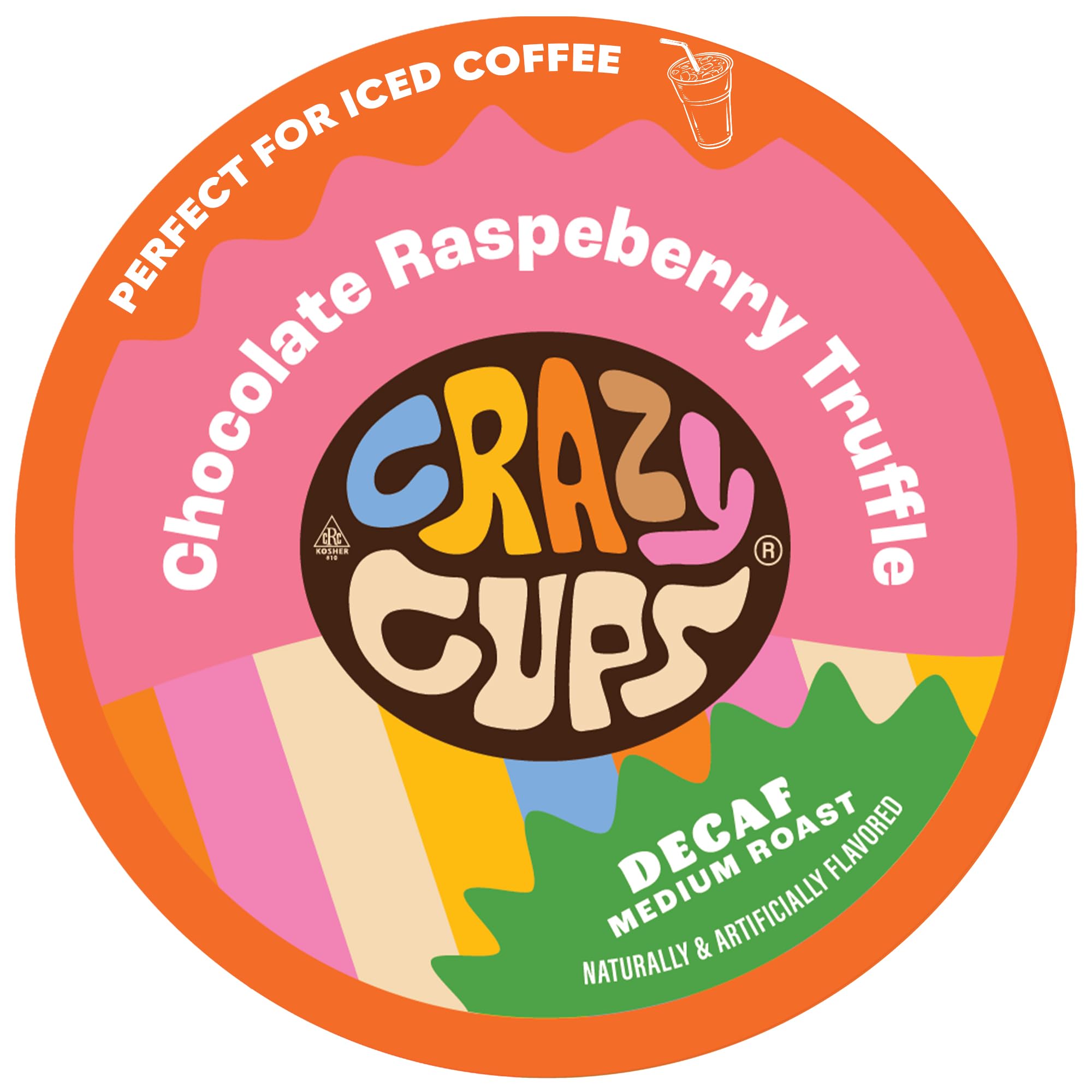 Crazy Cups Kawa smakowa do ekspresów Keurig K-Cup, bezkofeinowa czekolada, malina, trufla, gorące lub mrożone napoje, 80 pojedynczych porcji, kapsułki nadające się do recyklingu