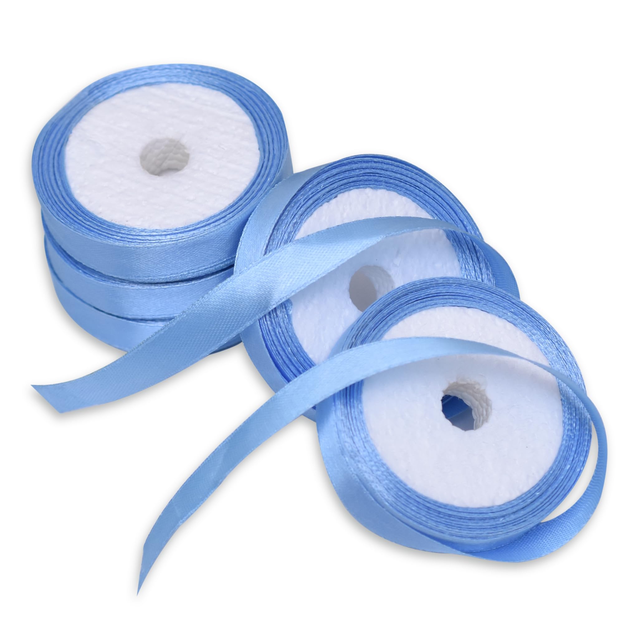 EmbroideryMaterial Satin Ribbon Roll for Gift Wrapping, Craft Work, Sewing, Decorations, DIY Projects, Return Gift Packing, Wedding & Party Use – Light Baby Blue Color, 7MM Width, 5 Rolls (Total 50 Meter, 10 Meter Each Roll)-image-31