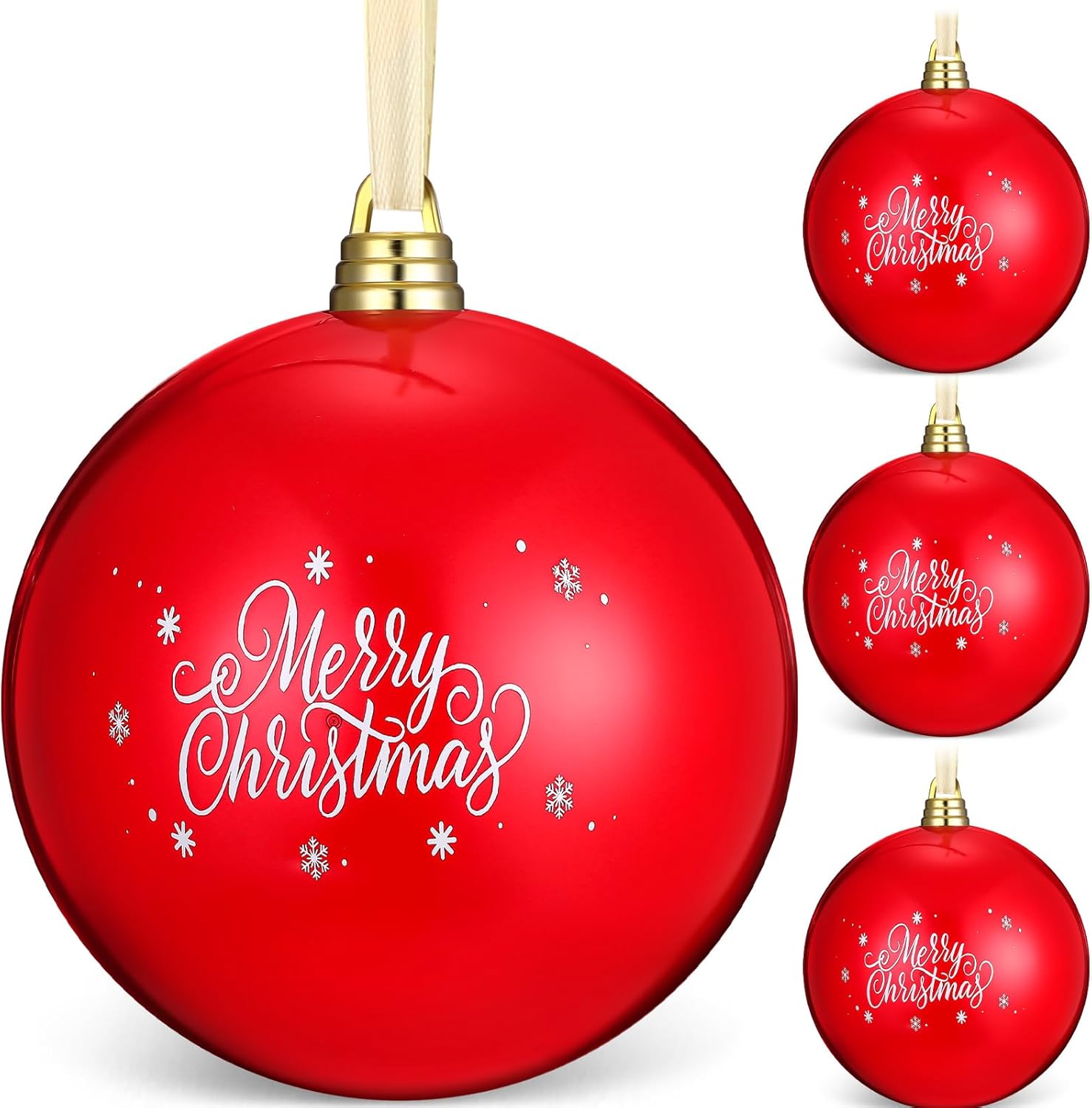 Hiboom 4 Pcs Large Christmas Ball Ornaments Plastic Outdoor