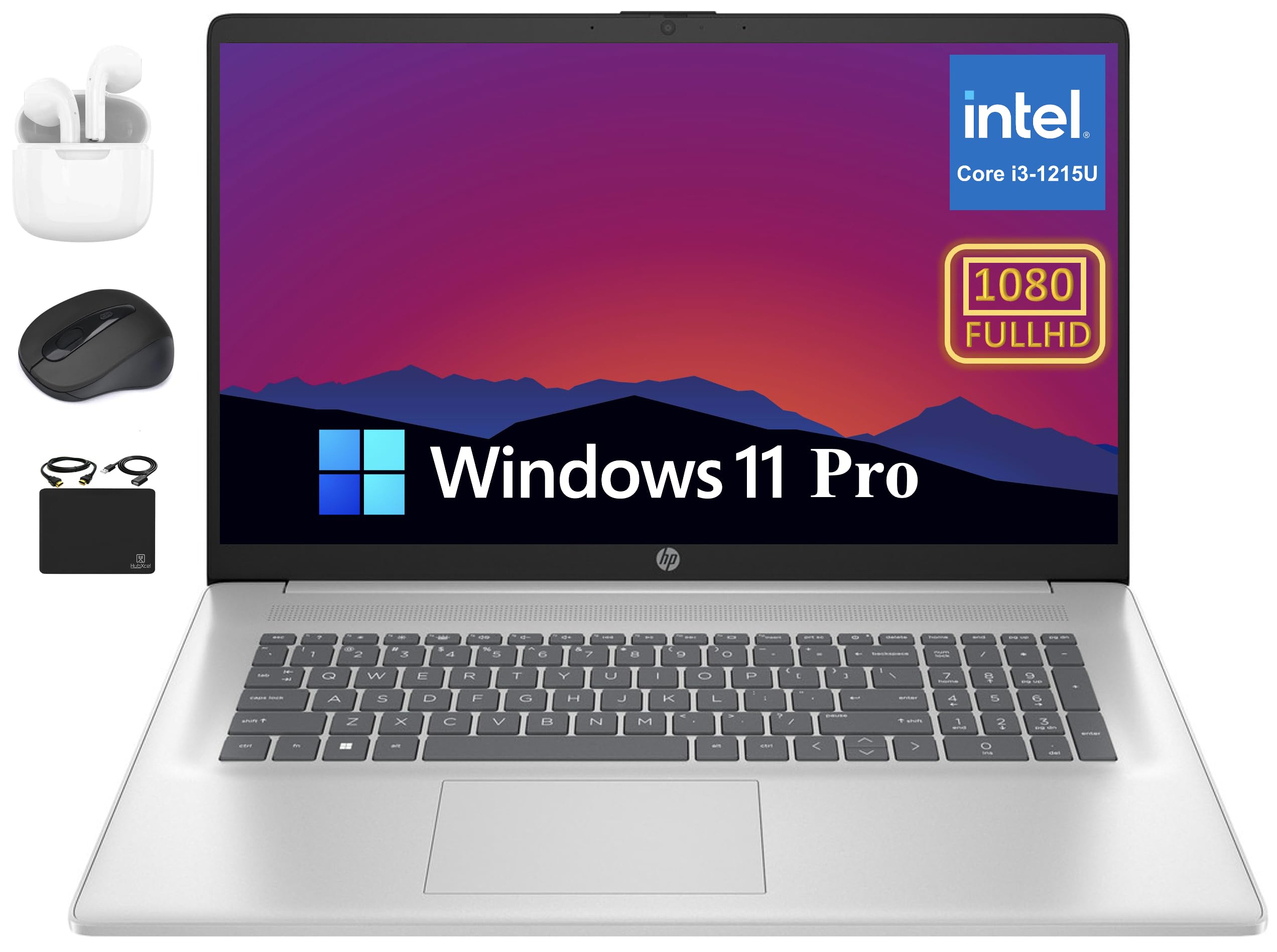 HP17.3" Flagship FHD Business Laptop Computer (2024), 40GB RAM, 2TB PCIe SSD, Intel Core i3-1215U (6-Core Upto 4.4 GHz), Numeric Keypad, Webcam, Wi-Fi, Long Battery Windows 11 Pro +HubxcelAccessory