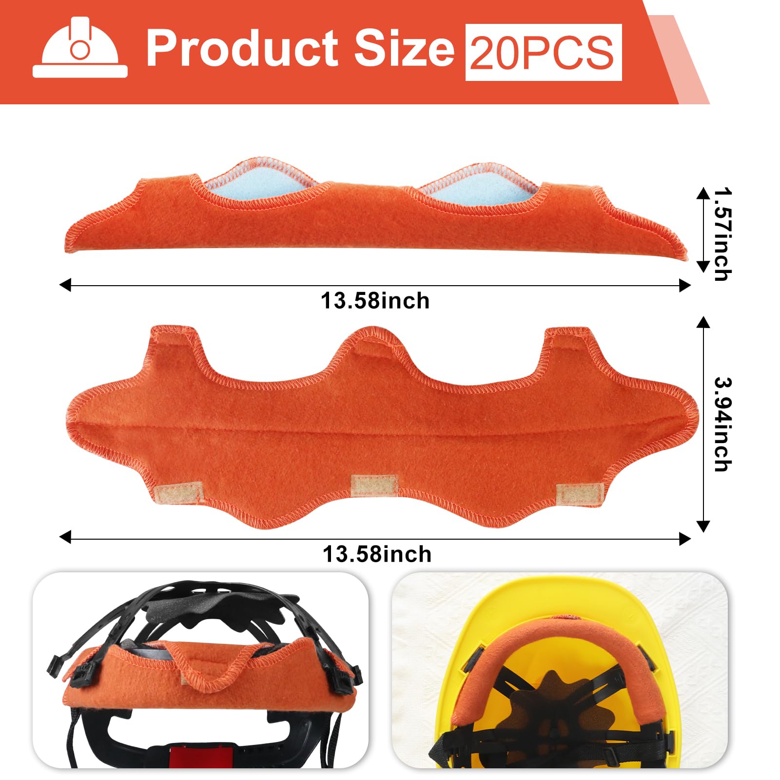 Lenporl 20 bandas de sudor lavables y reutilizables para sombreros duros, forro de algodón de repuesto para cascos duros, cascos, almohadillas, accesorios para cascos duros