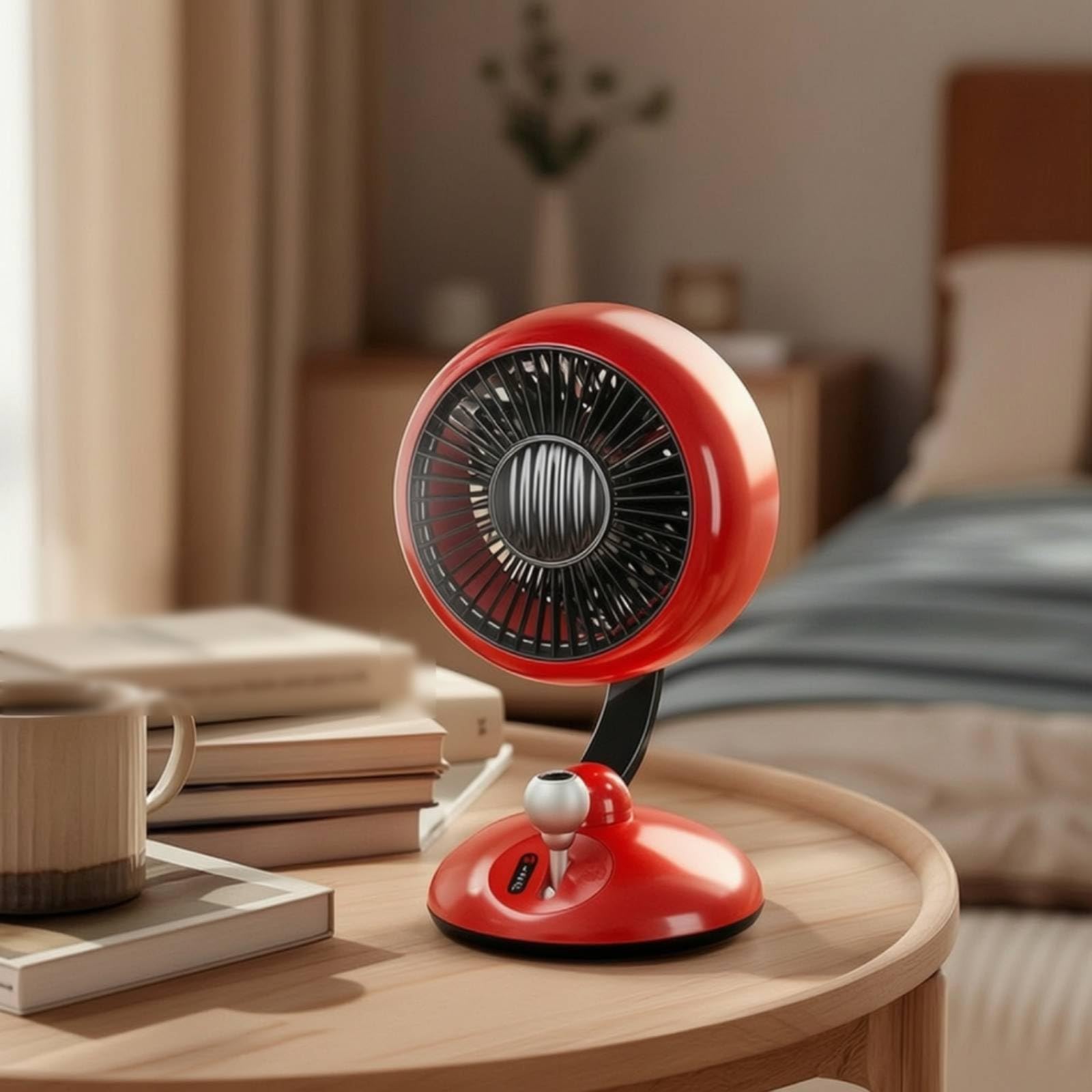 Ventilatore USB da Scrivania Ventilatore da Tavolo Silenzioso Portatile Ricaricabile con Griglia Arrotondata Regolazione Velocità a Materiale Plastica Adatto per Lavoro Casa Riposo, Rosso