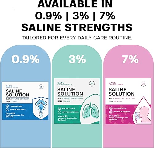 Miniatura 5 de BASE LABORATORIES Solución salina al 7% para máquina nebulizadora Solución salina para inhalación e irrigación nasal Alta concentración del 7% l