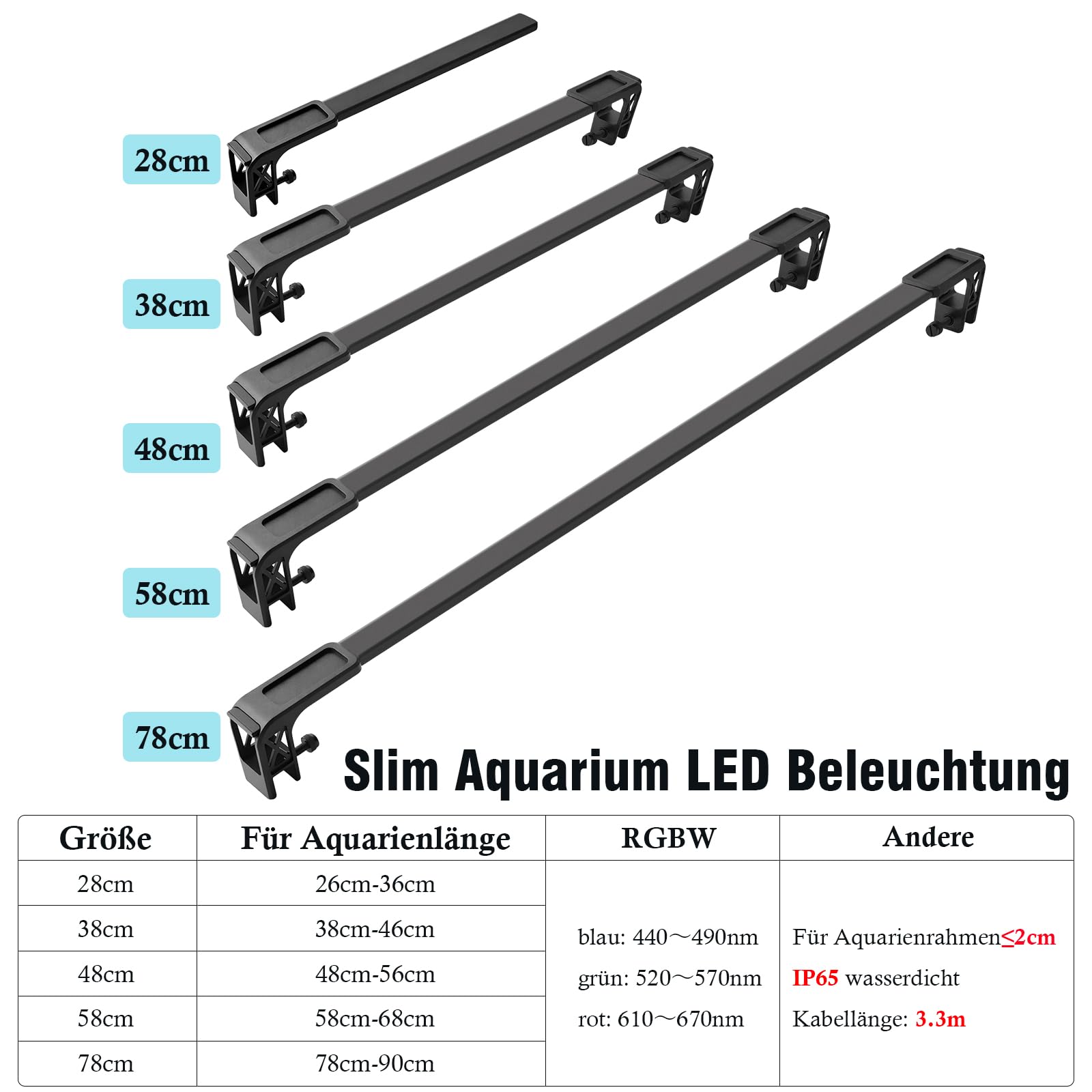 FEDOUR 78cm Slim LED Aquarium Beleuchtung, Vollem Spektrum Aquarium Lampe mit Tag-/Nacht/24/7-modus und Timer, 10 Helligkeitsstufen, einstellbare Licht für bepflanzte und Süßwasserfisch Aquarien