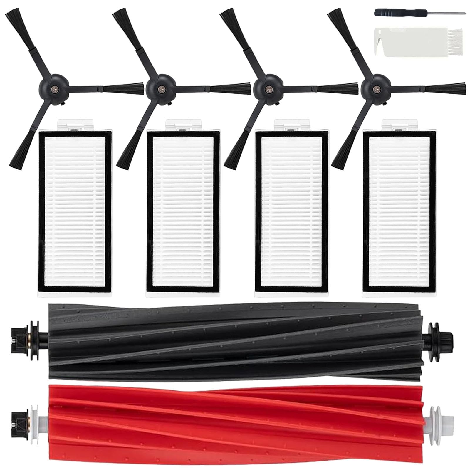 Replacement Accessories Kit Compatible with Roborock Q5 Pro Q5 Pro+(Plus) Q5 Max+(Plus) Q5 DuoRoller+(Plus) Q8 Max Q8 Max+(Plus) Robot Vacuum Cleaner, Include 1 Dual Roller Brush 4 Side Brush 4 Filter