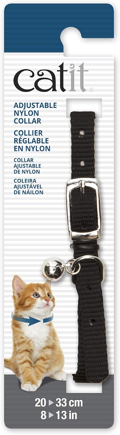 Catit Nylon Adjustable Cat Collar, Black