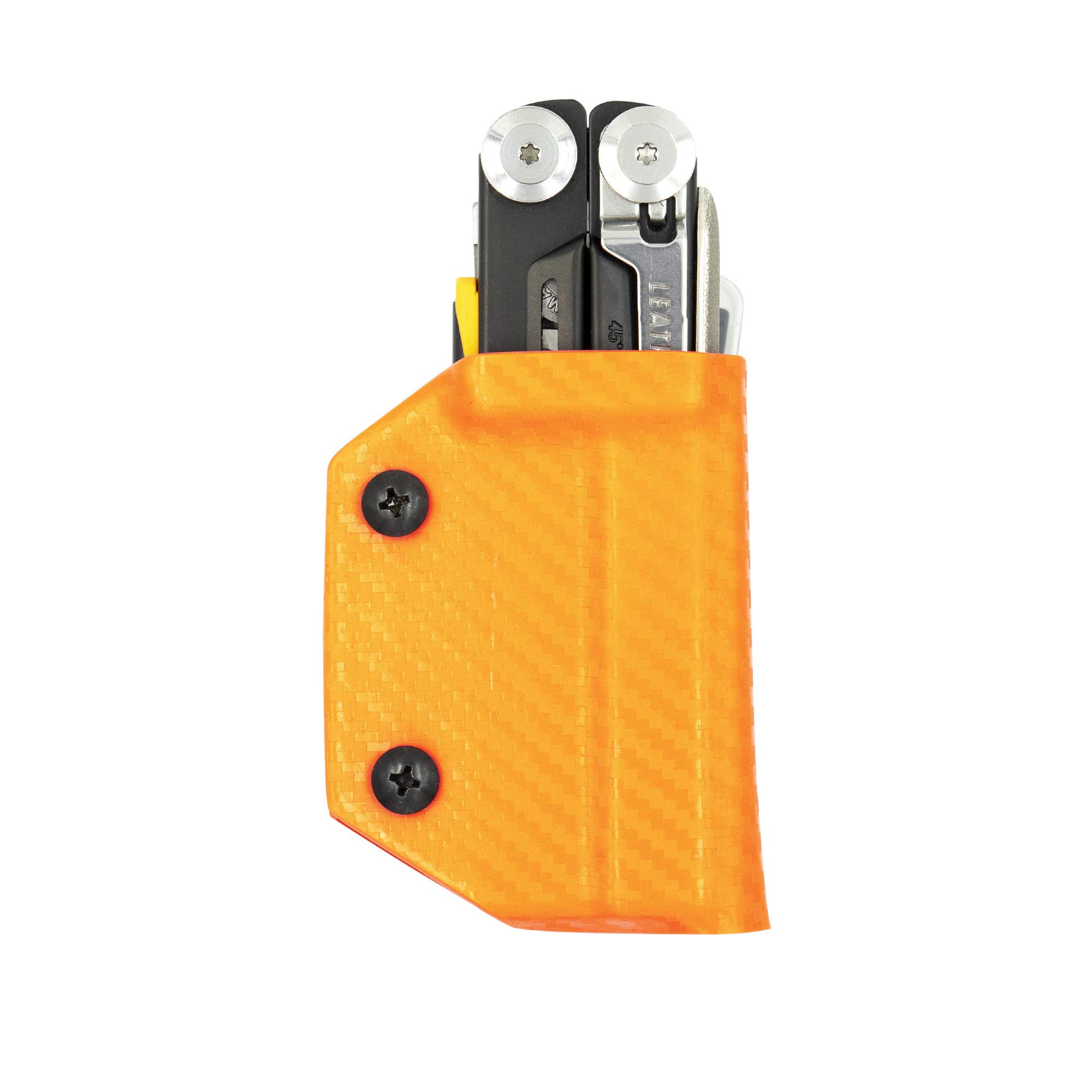Clip & Carry Kydex Multitool Sheath for The Leatherman Signal - Made in USA - Multi Tool Holder Holster - Carbon Fiber Orange