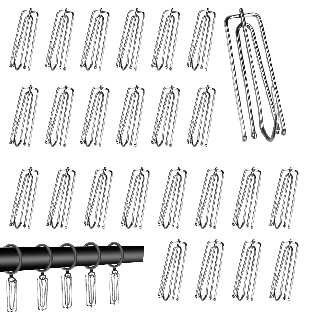 Euieut Silvery 50 Pack Stainless Steel Curtain Hooks Pinch Pleat Curtain Hooks Metal Curtain With Hooks Pinch Pleat Header Tape Pins Silver Drapery Pin Hooks For Pencil Pleat Curtains