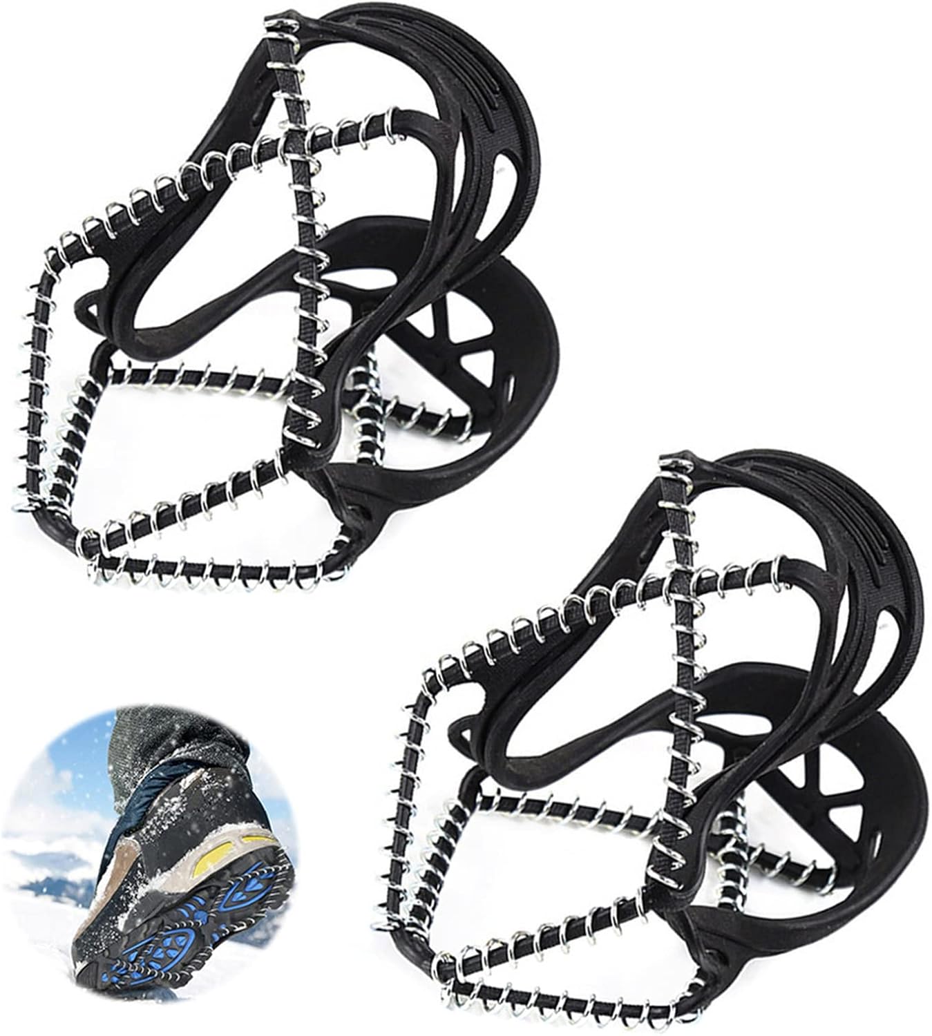 PLCatis Ice Snow Grips 1 Pair Ice Cleats Crampons Grippers 360 Degrees