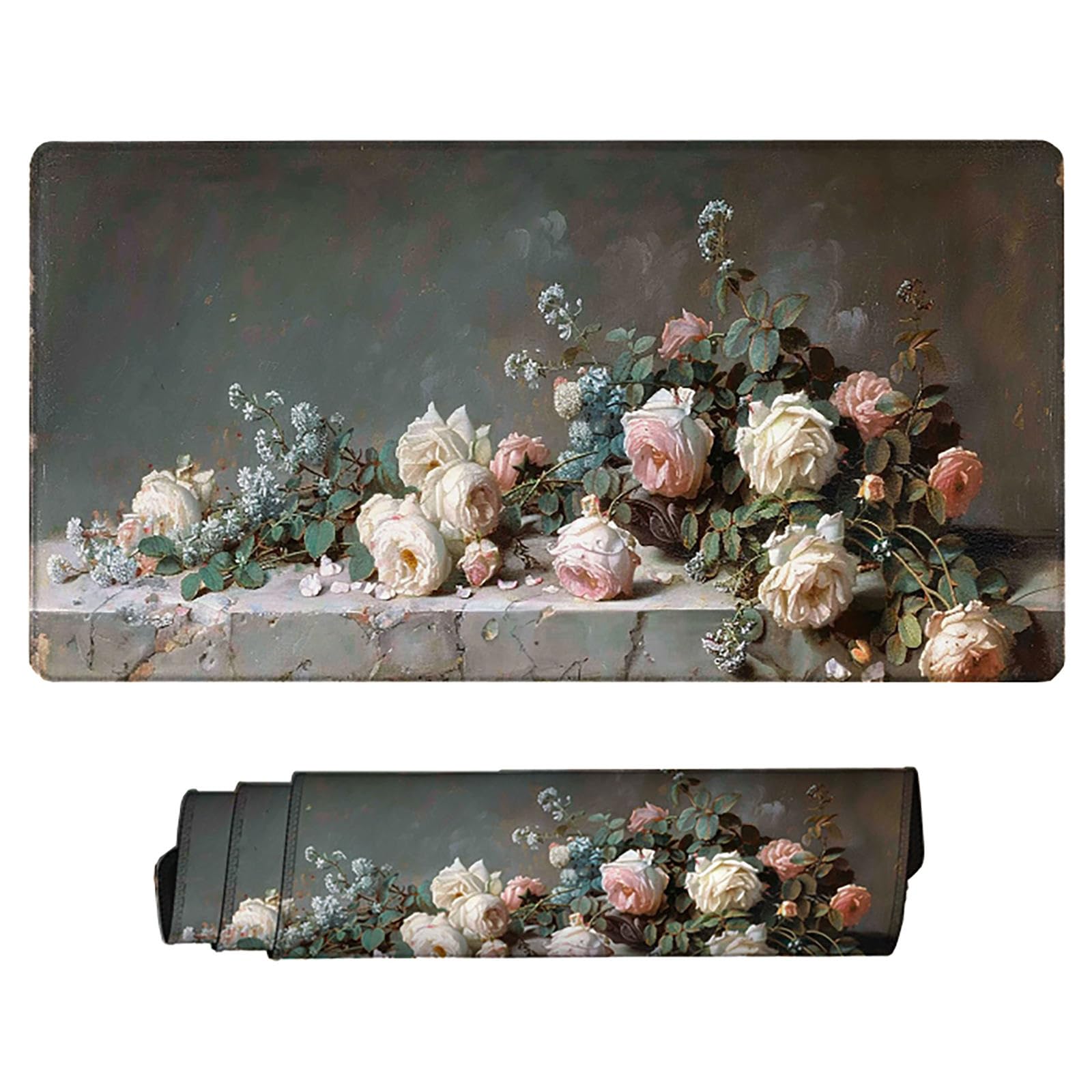 Biała podkładka pod mysz XXL, podkładka na biurko, 1200 x 600 cm, szyte krawędzie, antypoślizgowa, gumowa podstawa, podkładka pod mysz dla graczy, stabilna przyczepność na gładkich powierzchniach,