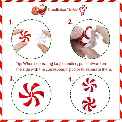 Miniatura 7 de 60 piezas de decoraciones navideñas de bastón de caramelo, piruleta roja, adornos colgantes de bastón de caramelo para decoración de árbol de