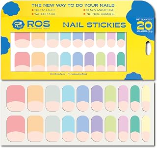 ROS Beauty Nail Stickies | 20 Count | Easy-to-Apply Vibrant Nail Art Stickers | Long-Lasting & Mess-Free | No UV Light | T... Price In India