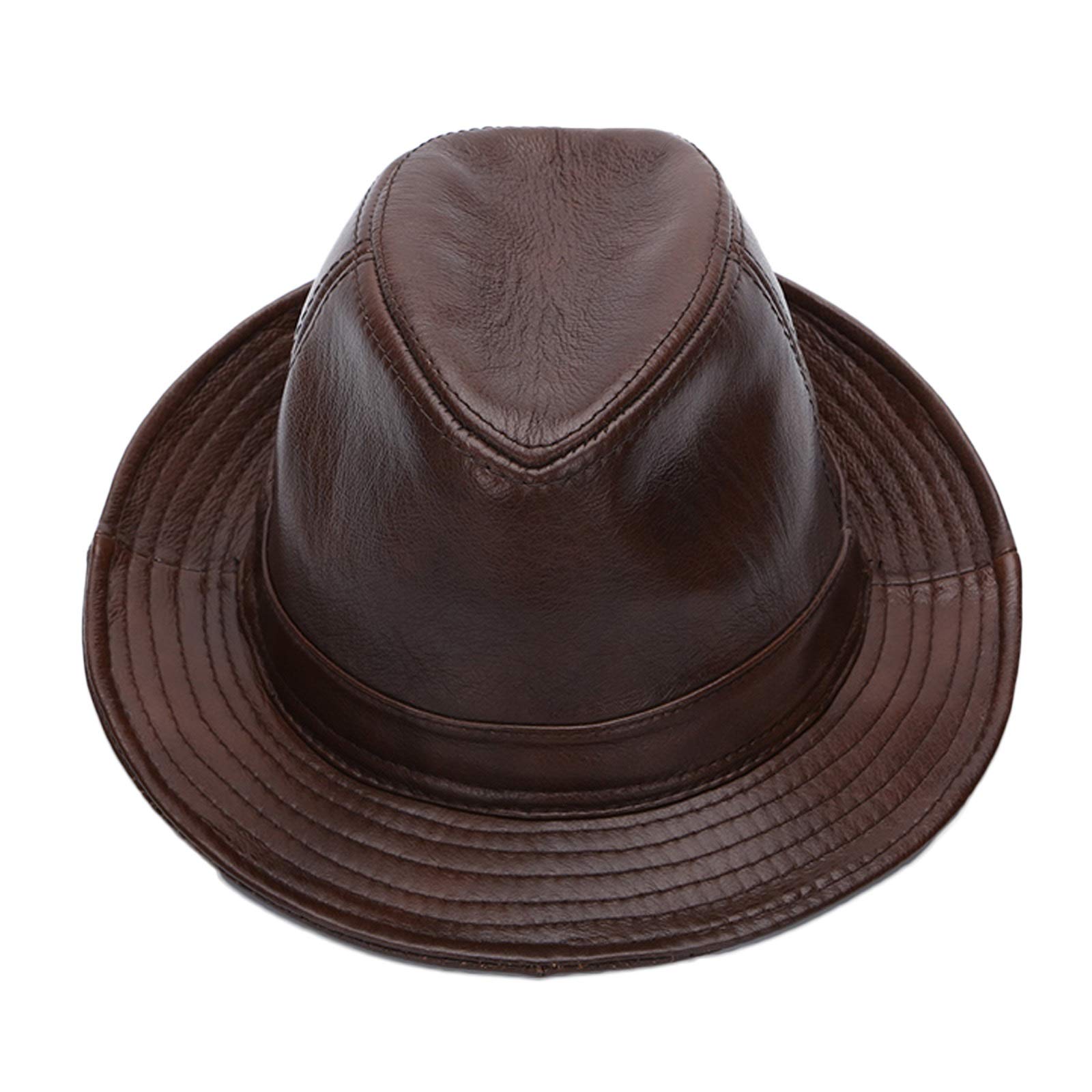 Sombreros de invierno, piel de vaca de hombre fedora trilby sombrero de cuero jazz gorra top sombrero caballero sombrero otoño e invierno