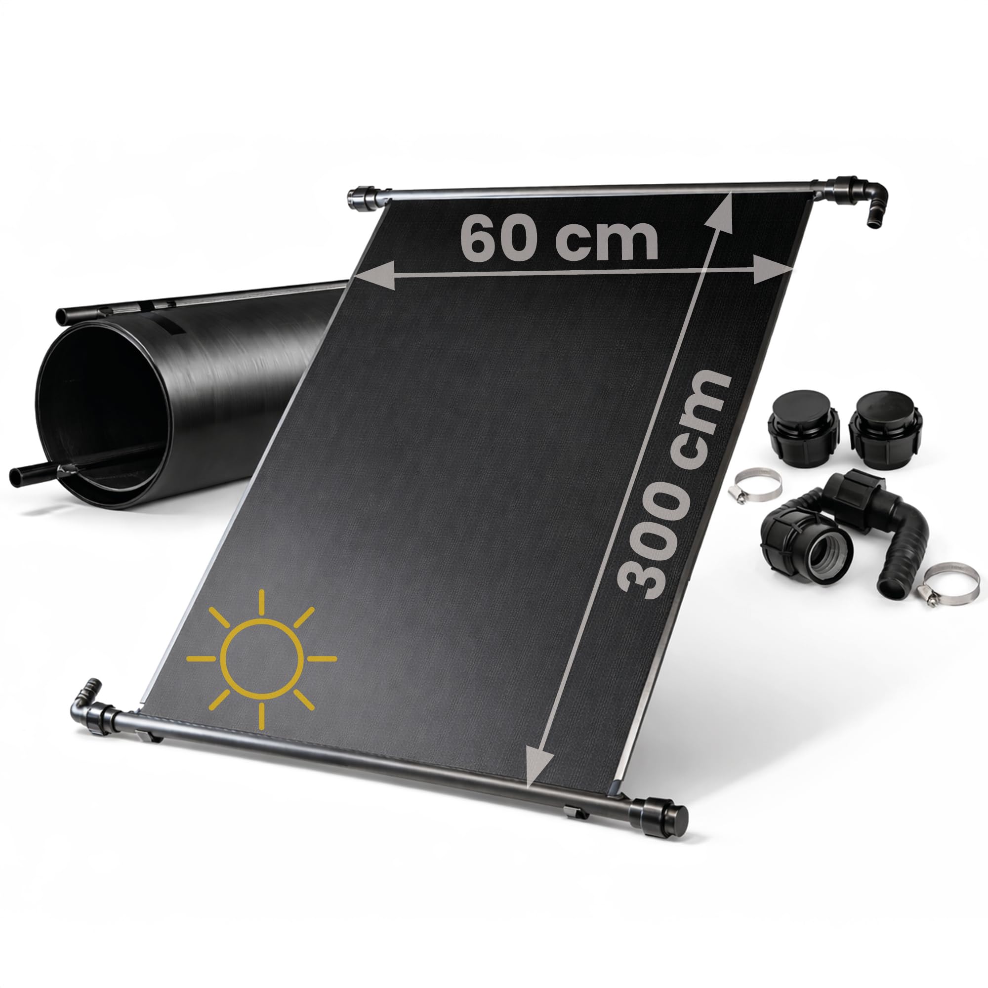 HAF® 2 colectores solares de 300 x 60 cm sin 3 vías de protección solar | Esterilla de calefacción para piscinas de hasta 20 m³ | calefacción solar ampliable según se desee | Calefacción de agua