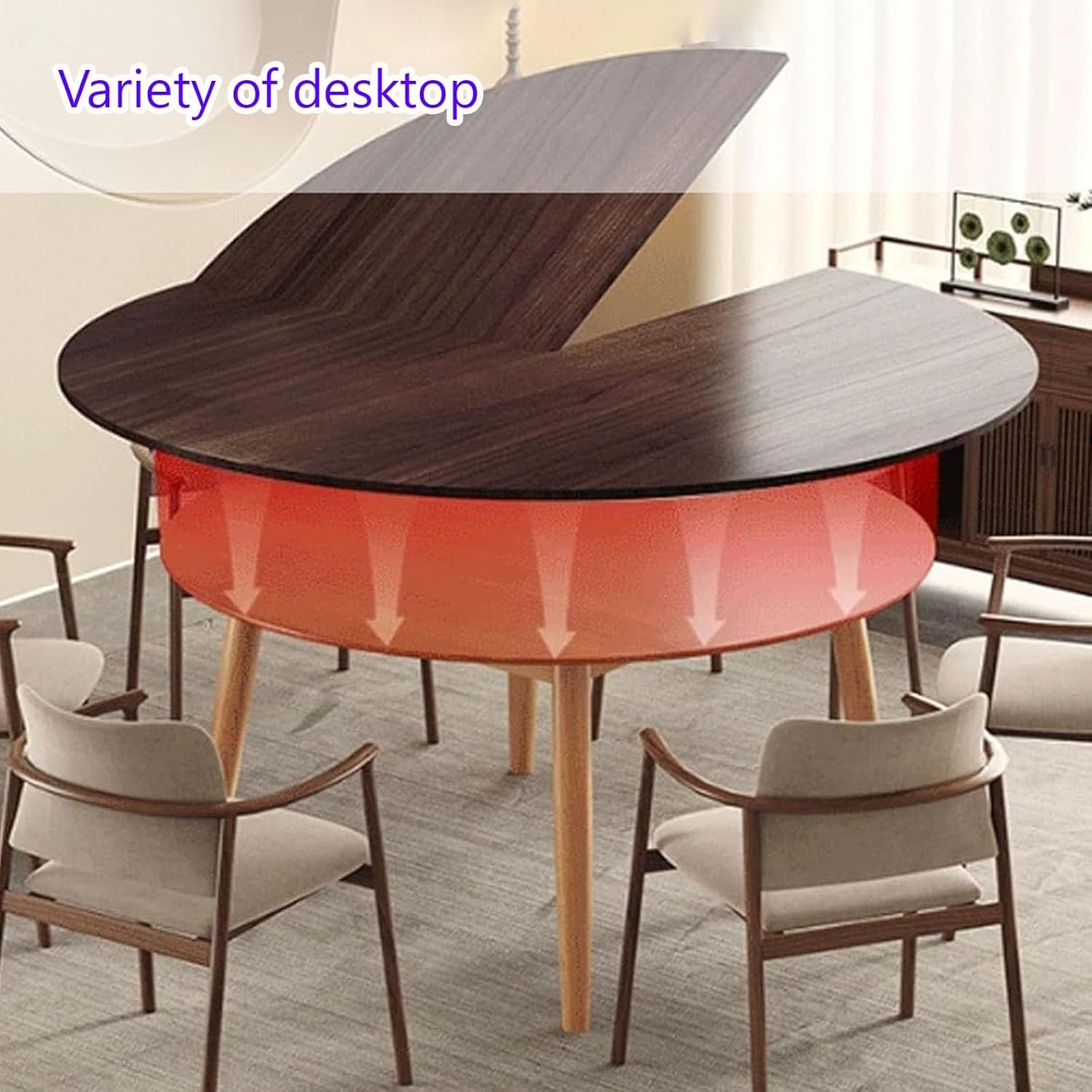 Large Round Foldable Table Top, Wood Replace Table Top Only 47-79" Diameter, Temporary Folding Desktop Extender Catering Banquet Party Tables(Brown,47.2in/120cm)