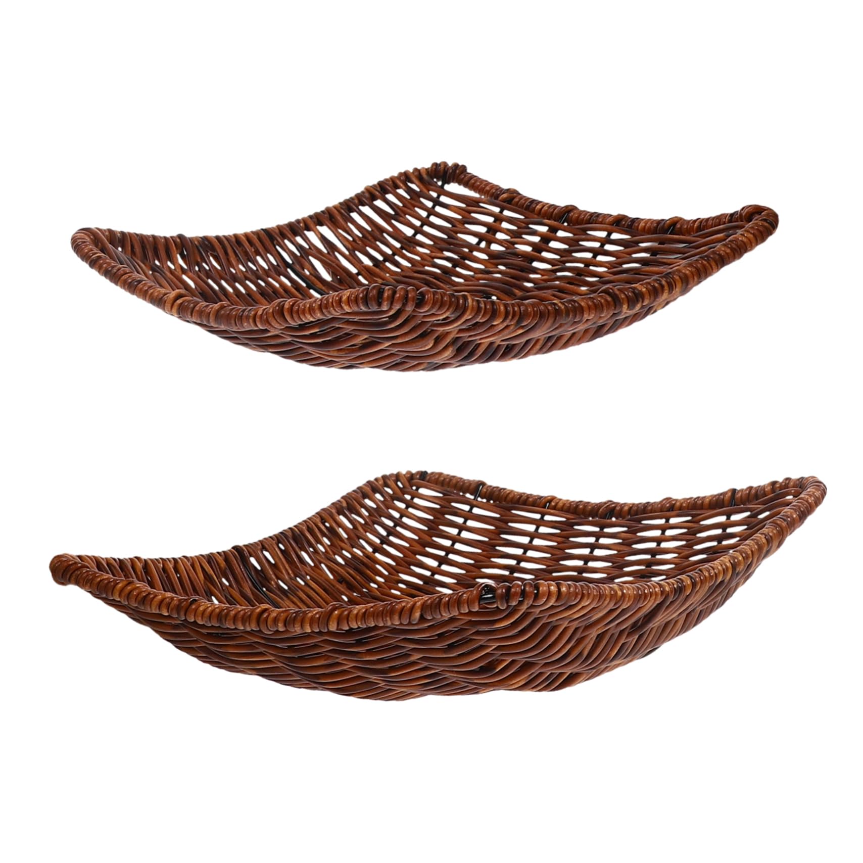 OUNONA 2Pcs Woven Food Storage Baskets Stylish Household Sundries Baskets for Home Decor Picnic Organizing Design