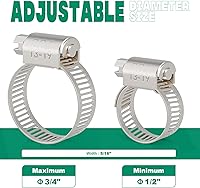 Vista 2 de Juego de 24 abrazaderas de manguera de acero inoxidable ajustables de 1/2"– 3/4" (13-19mm) con engranaje sinfín, abrazaderas de manguera de metal