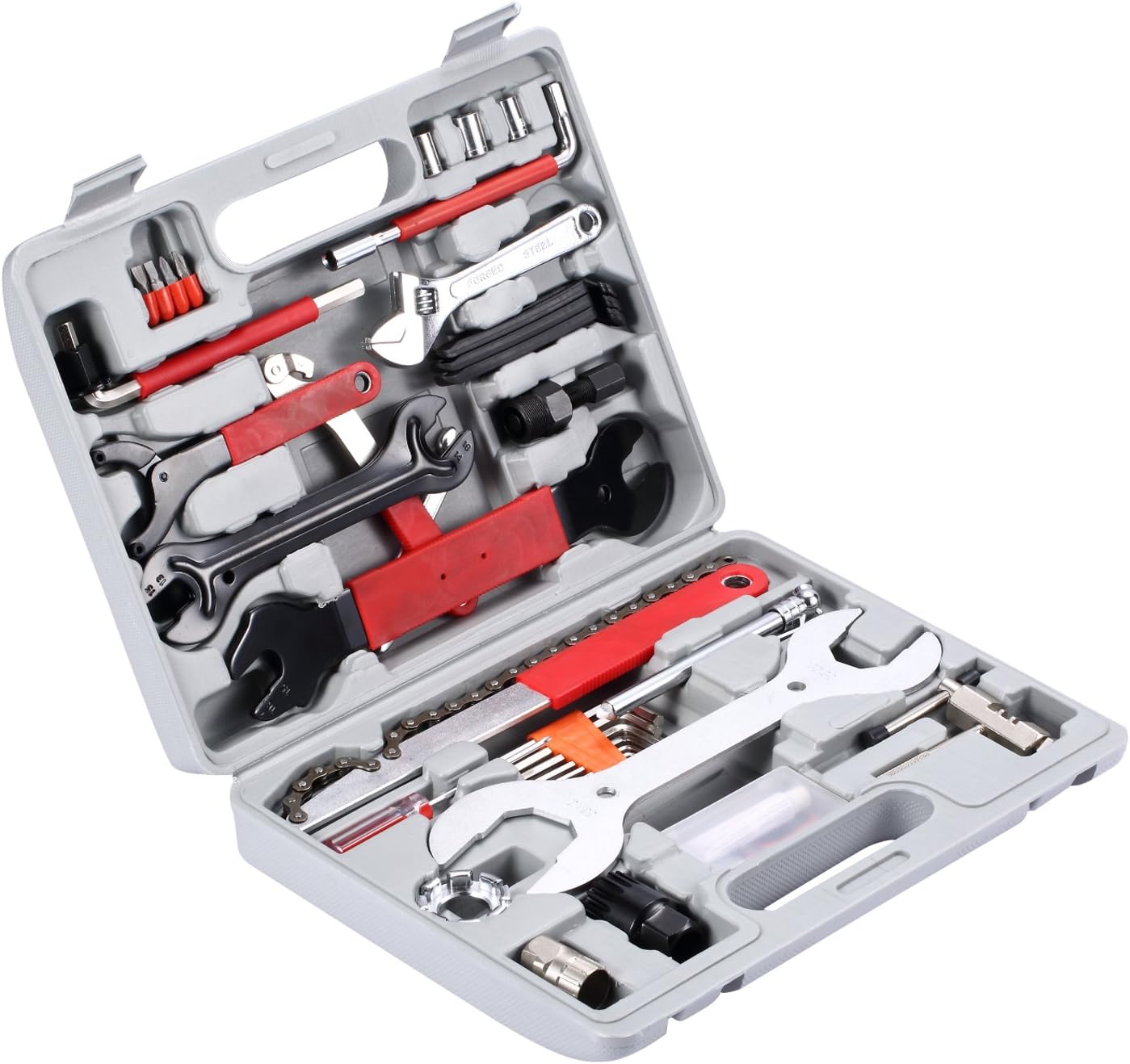 Yorbay Bicycle Tool Box 48 Pieces Tool set in a practical carry case for bicycle repair and assembly work at home.