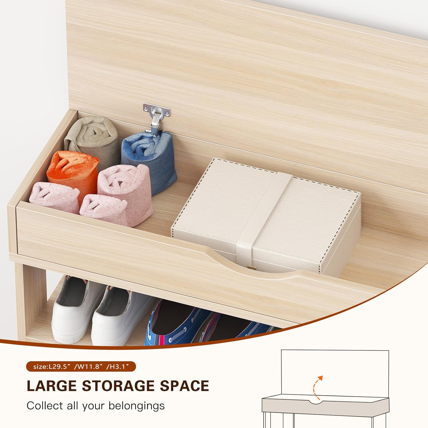 SogesGame 5-Tier Shoe Rack 29.5inch Wooden Shoe Storage Shelf Shoe Organizer for Entryway,Maple,L24-MP-S8-US
