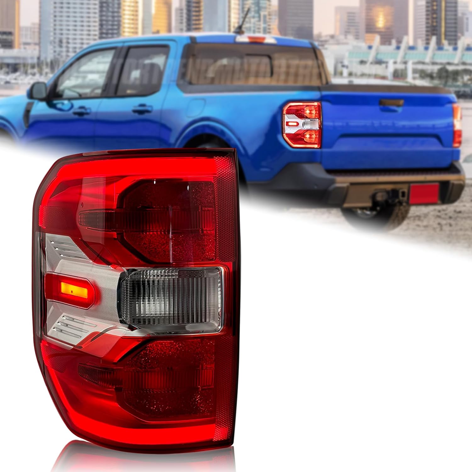 Black Bezel LED Type Tail Light Rear Lamp Assembly Compatible for 2022-2025 Maverick TREMOR Left Driver Side NZ6Z-13405-B FO2800289