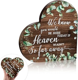 Qunclay In Loving Memory Wedding Sign Rustic Wooden Wedding Memorial Table Sign We Know You Would Be Here Today If Heaven Wasn't So Far Away Wood Sympathy Gift(Brown Backing)