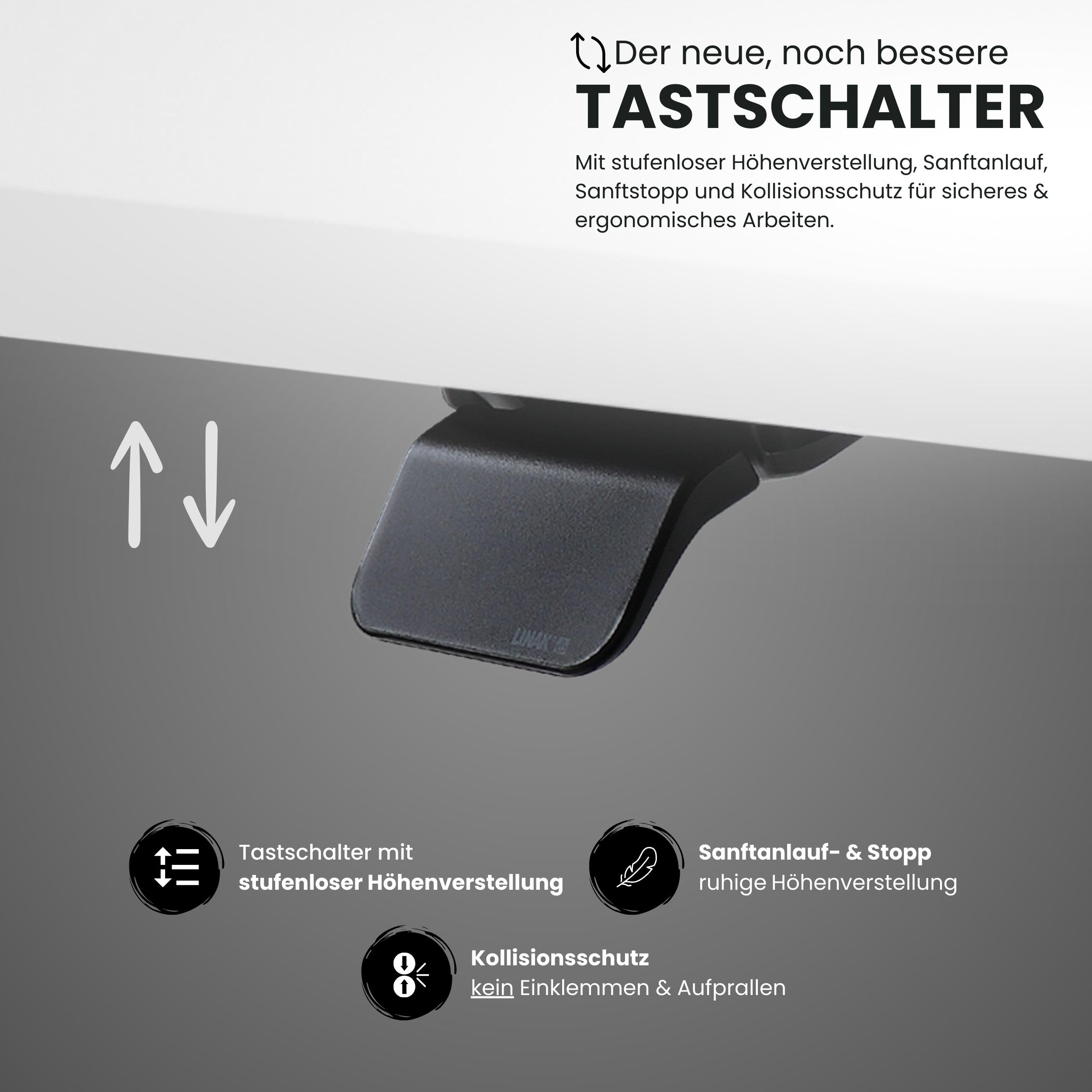 bümö elektrisch höhenverstellbarer Konferenztisch in Asteiche 220x103 cm, Gestell: Silber - Besprechungstisch rund-oval, großer elektrischer Meeting Tisch für Konferenz & Besprechungsraum