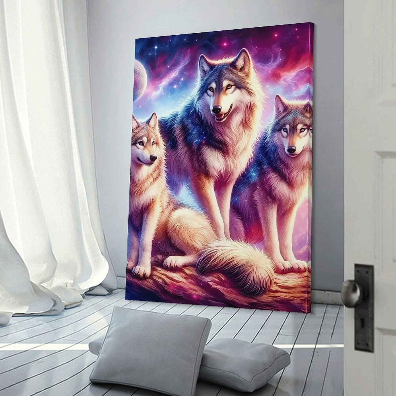 DHBANEIOK lupo Quadri Su Tela Wall Art Moderni Stampe Stampa Su Tela Stampe D'arte Decorazione Murale Per Home Decor Ristorante Cucina 24x36inch(60x90cm)