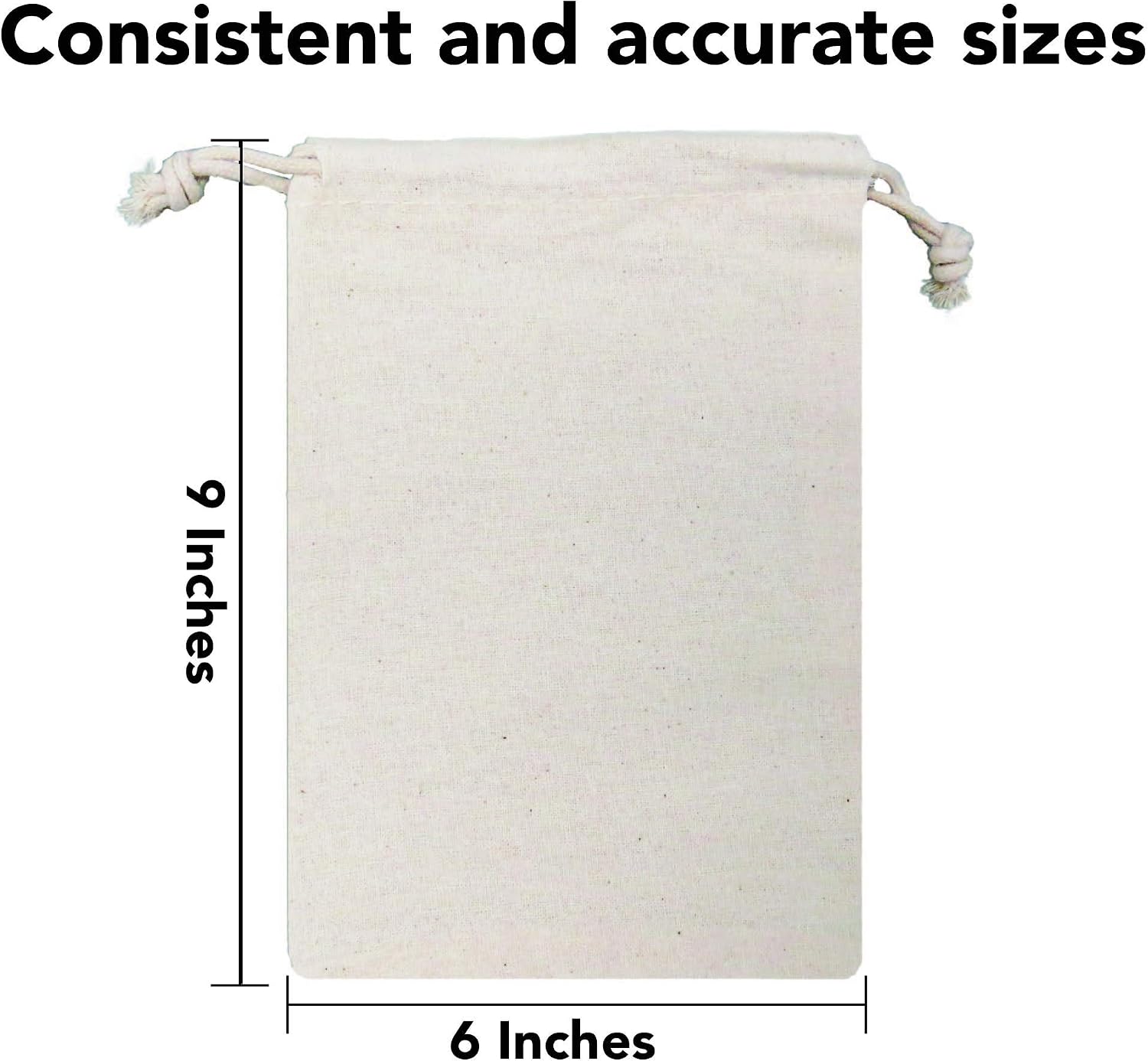 !RAKRISA 25 Pcs 6x9 Inch Muslin Double Drawstring Bags | Light Tan Muslin Bags for Party Favors, Baked Treats & Gifts