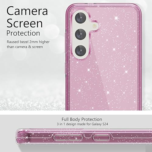 Miniatura 118 de Funda con purpurina diseñada para iPhone 15 Pro Max, con [2 unidades] protector de pantalla y [paquete de 3] protector de lente de cámara brillante