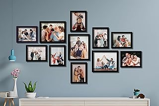 Dev Aastha Black Photo Frame Set for Wall Décor | Set of 11 Frames with Plexi Glass | Ideal for Home Decoration, Wedding G Price In India