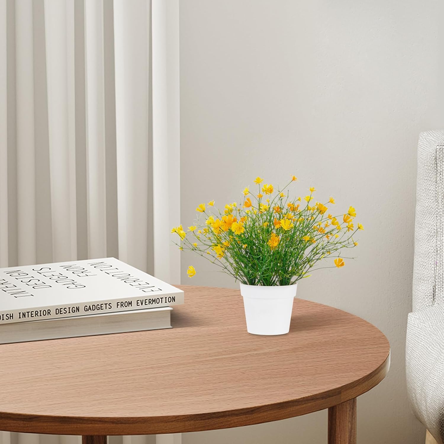 Babys Breath Potted Fake Plants with Flowers Faux Plants Indoor for Home Office Bookshelf Table Farmhouse Room Decor (Yellow) - Image 6