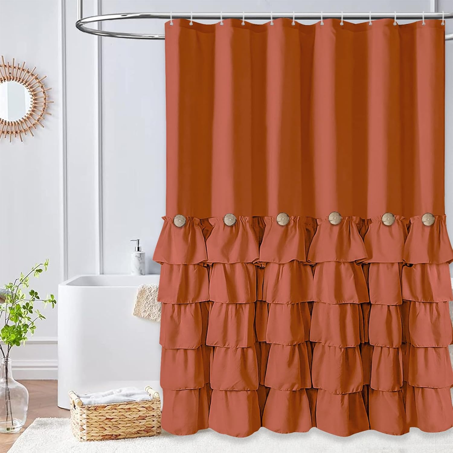 Amazon.com: Seasonwood Orange Shower Curtain Burnt Orange Shower ...