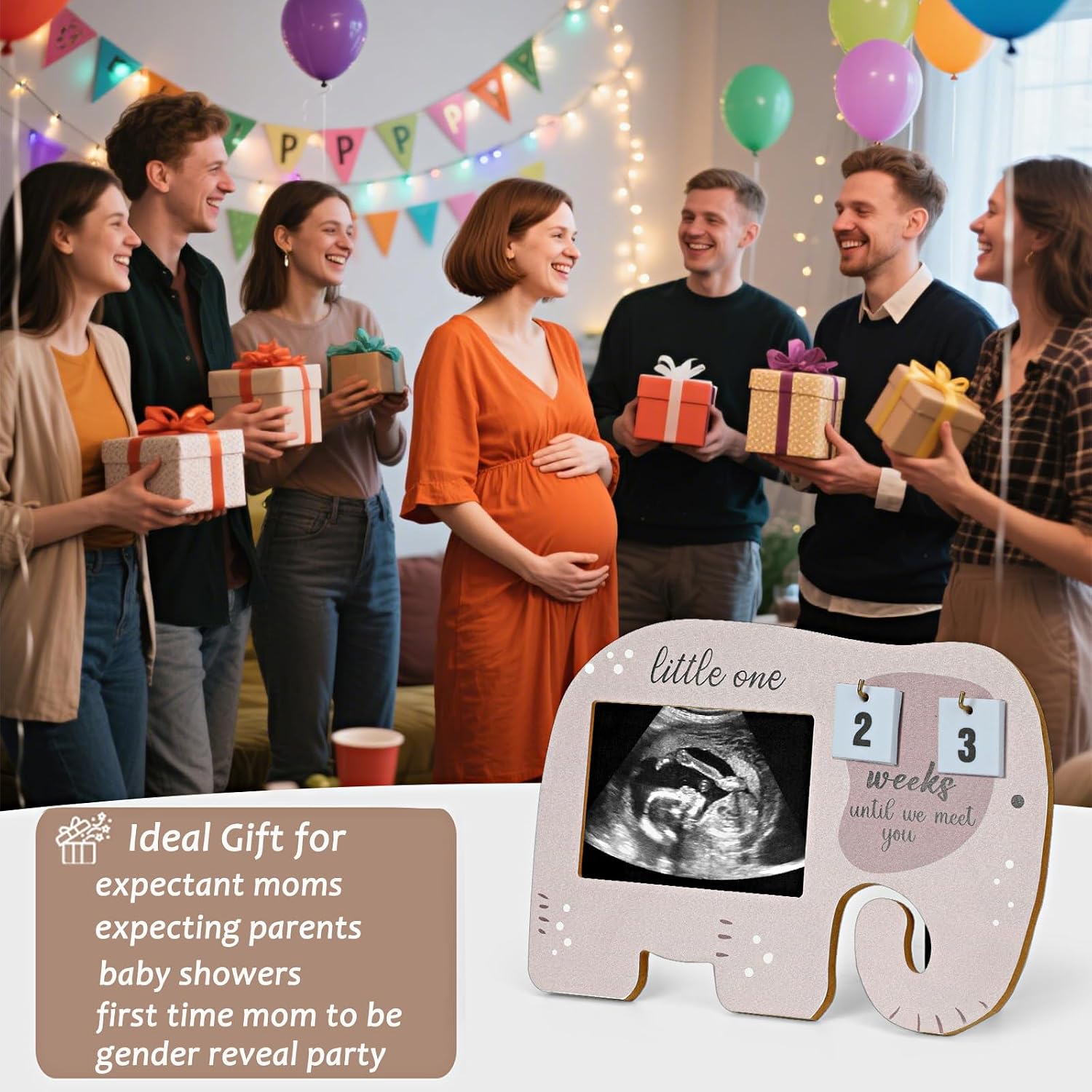 Sonogram Picture Frame Ultrasound Photo Display with Baby Countdown Weeks-Pregnancy Announcement Baby Gender Reveal Gift- New Mom Expecting Parents to Be Keepsake Gifts