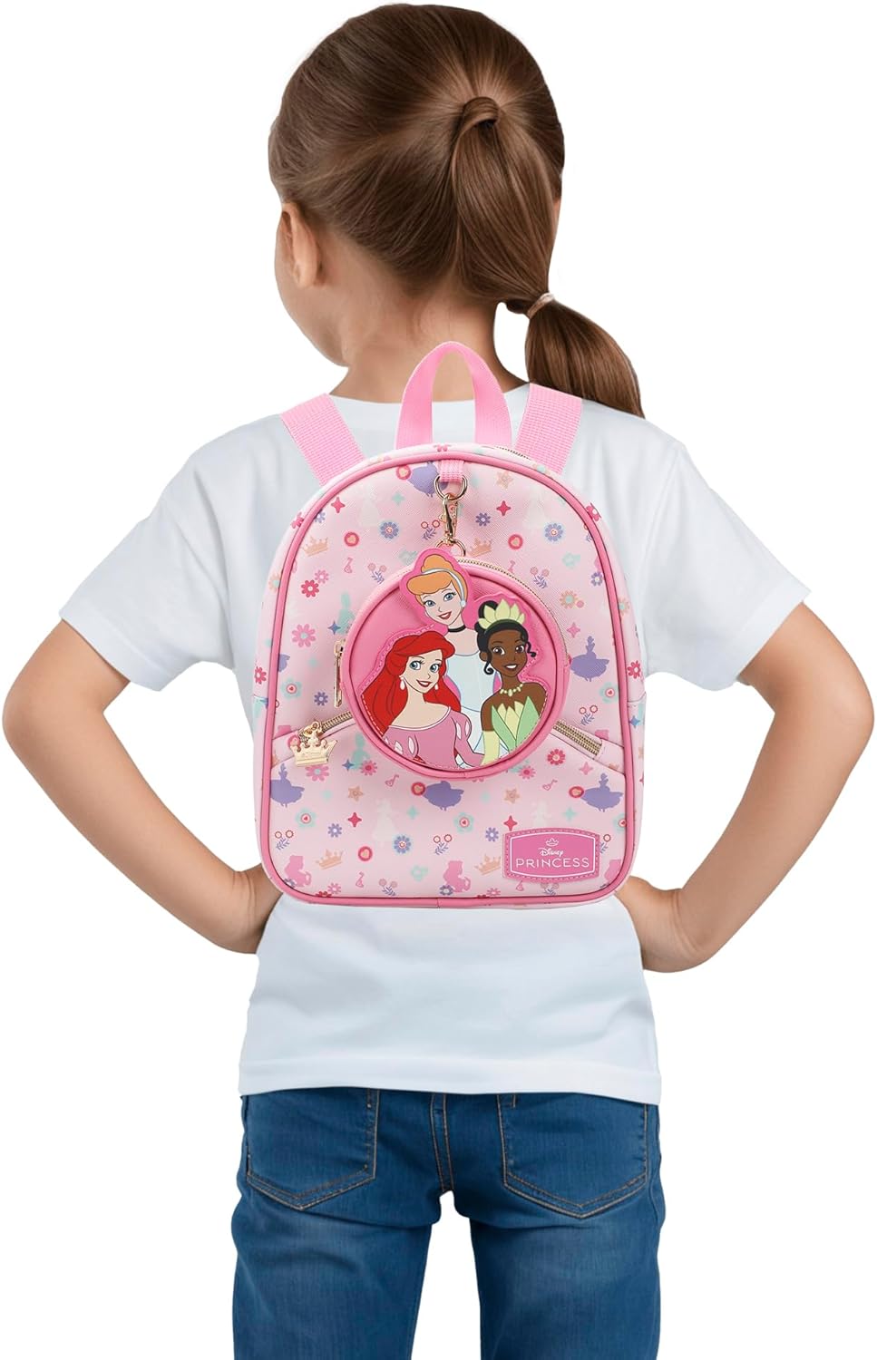 Disney Princess Ariel Cinderella & Tiana Pink 10.5" Mini PU Backpack for girls - Image 7