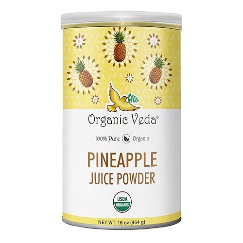 Miniatura 7 de Organic Veda Polvo de piña - Concentrado orgánico de jugo de fruta de piña para mezcla de bebidas, batidos, hornear, bromelina vegana, sin