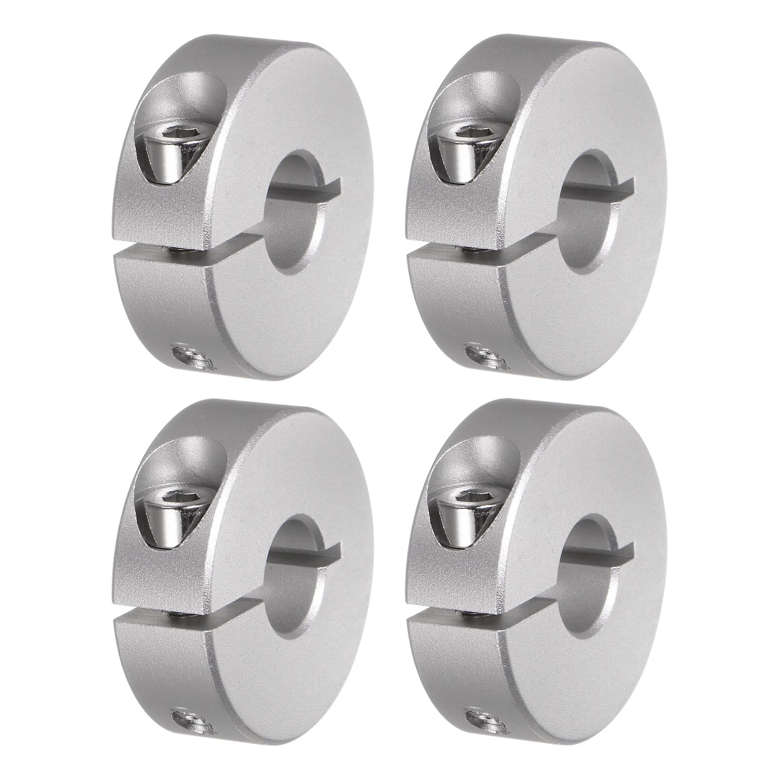 Kozelo 4Pcs Aluminum Alloy Shaft Collar - [10mm Bore x 30mm OD x 10mm Width] Clamping Style Shaft Collar for CNC Machine Tools, Hold Timing Pulleys Use, Silver Tone