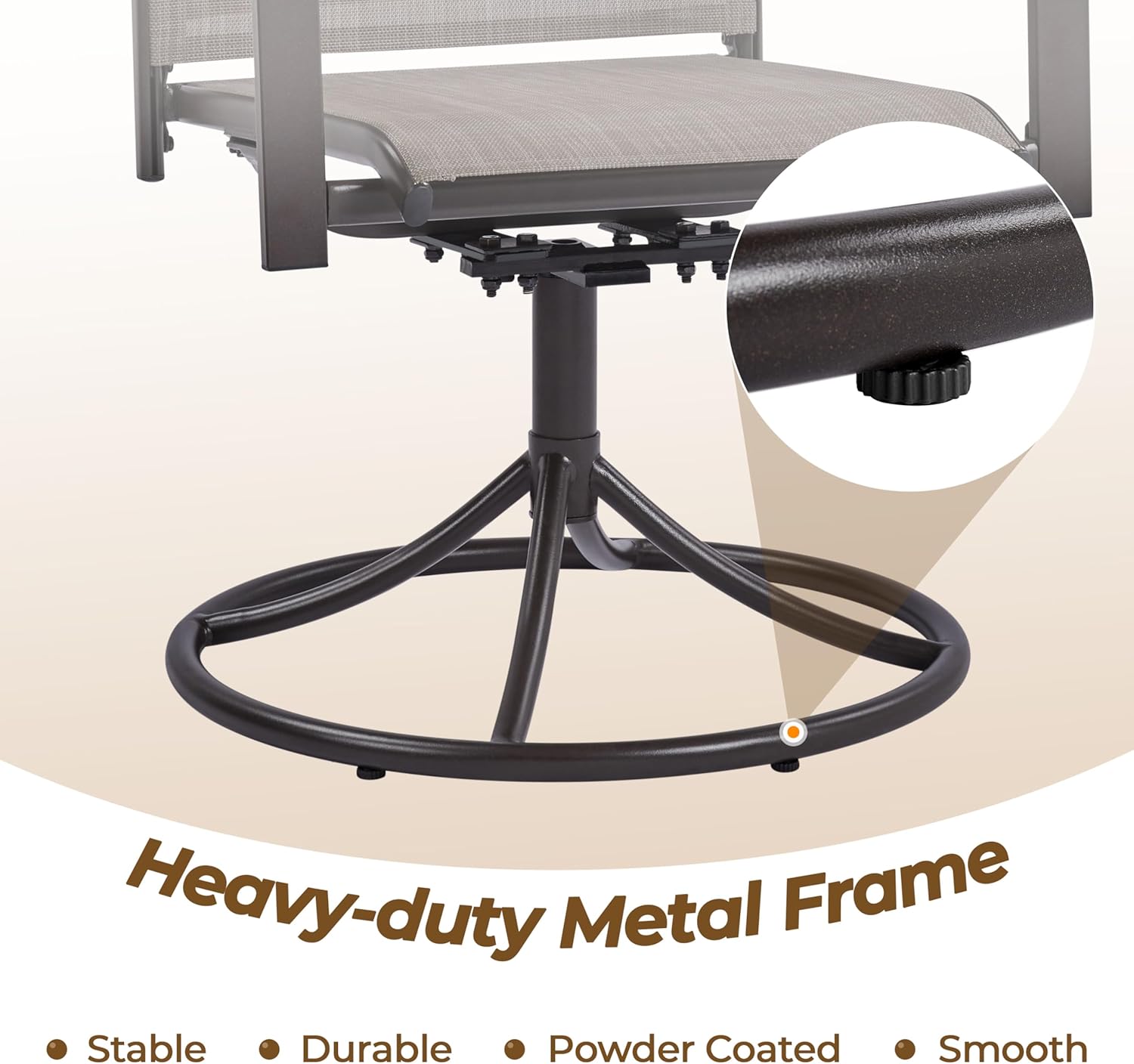 Yaheetech Outdoor Patio Swivel Chairs, Set of 2 Rocker Dining Chairs with Texteline Fabric and Metal Frame for Lawn Deck Backyard, Brown