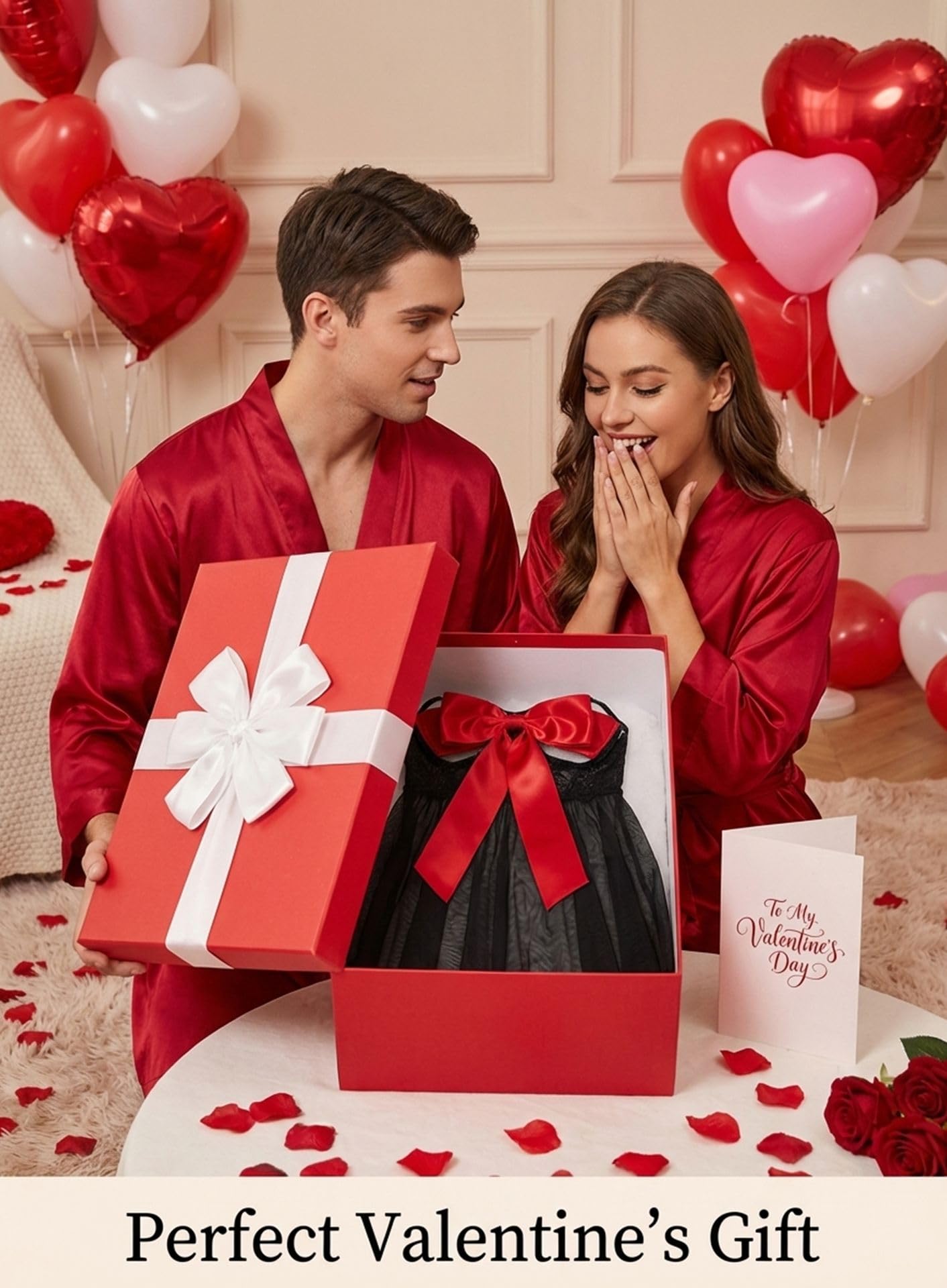 Ella Lust Unwrap Me Lingerie for Women - Sexy Plus Size Babydoll for Him Red Open Bow Teddy Outfit: Small Black Red-b