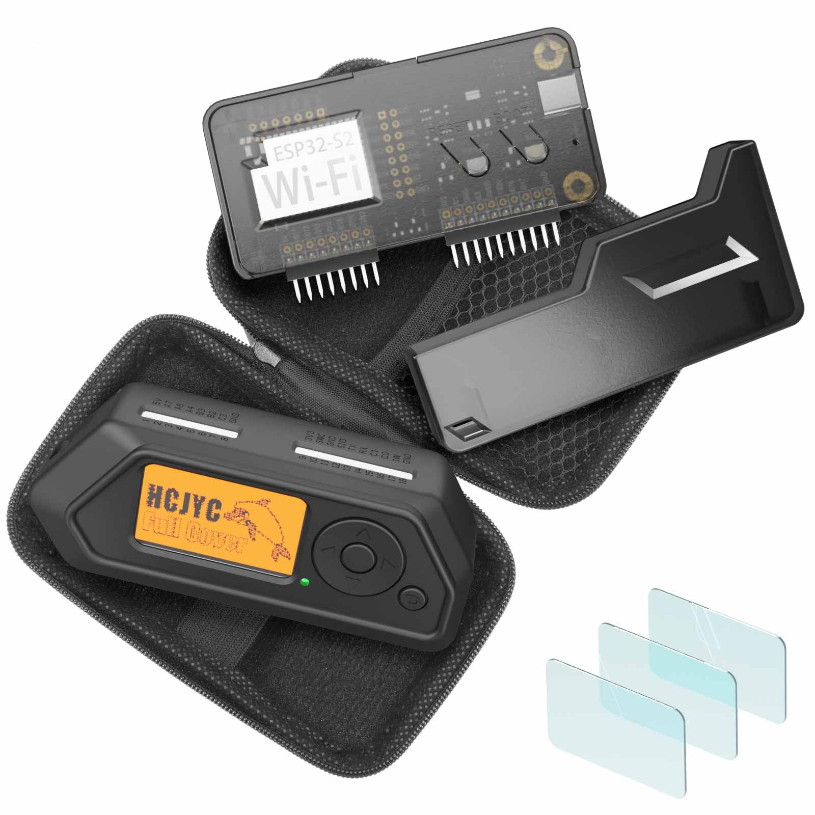 4 in 1 Protective Case Set for Flipper Zero Device and Wi-Fi Dev Board V1 ESP32-S2, Cover Set Accessories for Flipper Zero WiFi Dev Board (Black)