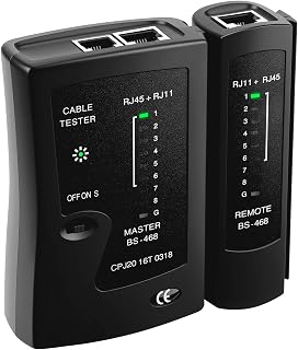 Mcbazel Network Cable Tester for RJ45 RJ11, Ethernet Cable Tester Tool for CAT5/CAT5E/CAT6/CAT6A, LAN Wire Test with LED Indicators & Smart Detection - Black